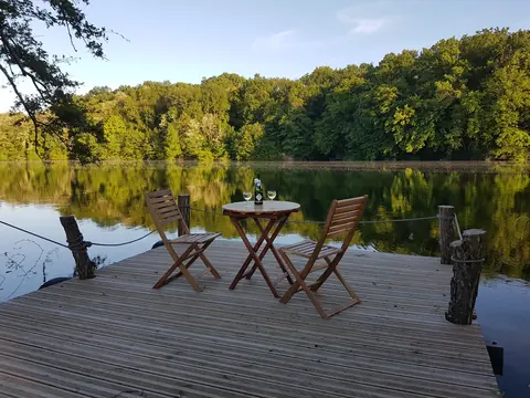 Evening drinks on the river pontoon